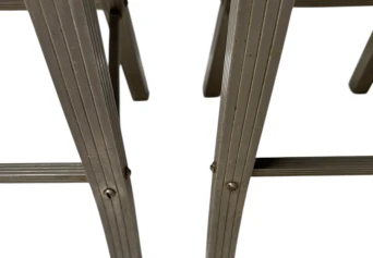 Two French Art Deco Side Chairs with Black Leather Seats, 1930s